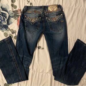 Miss Me Dark Blue Embellished Boot Cut Jeans 26 signature boot cut, 33 inseam